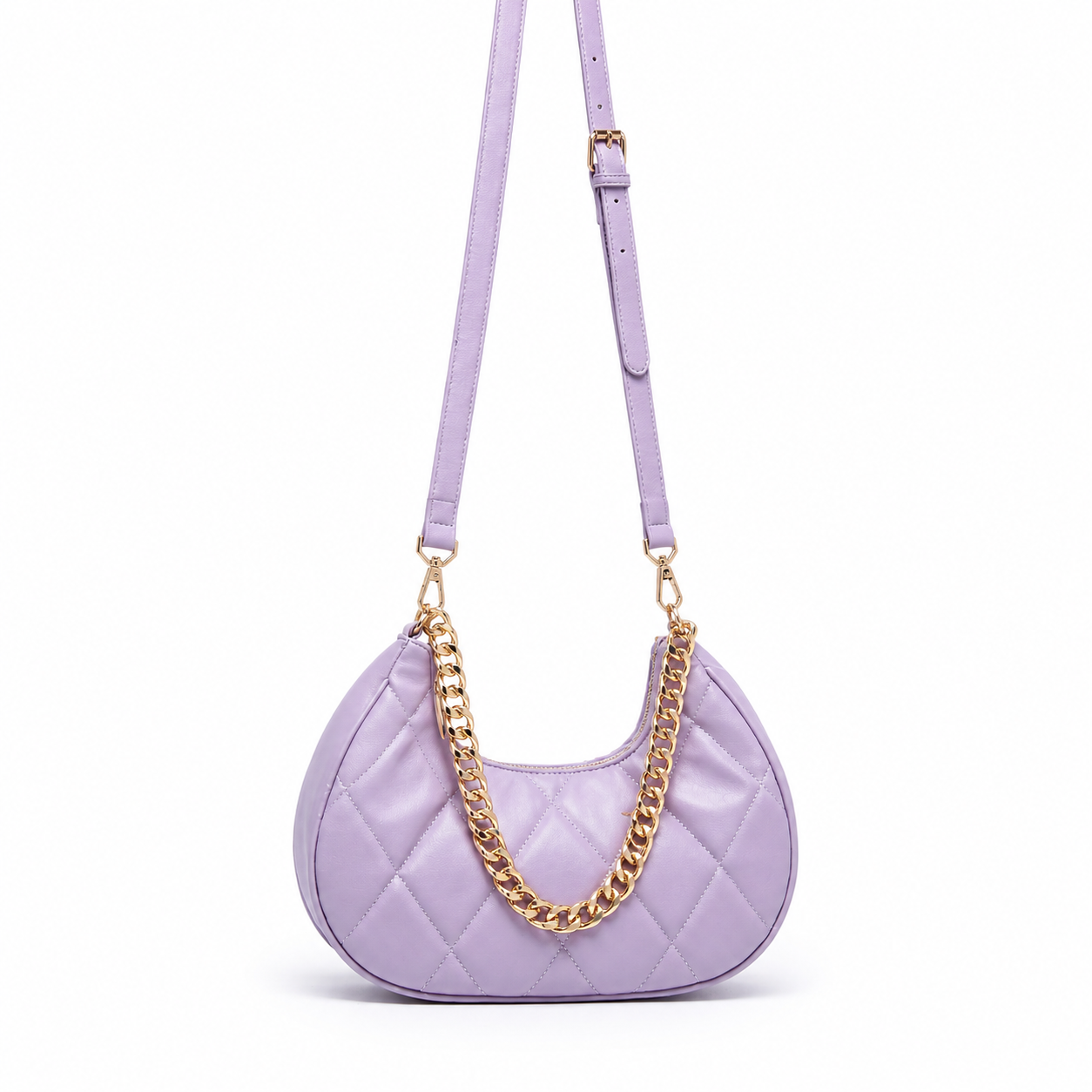 QUILTED LUXE PURPLE CHAIN SHOULDER BAG