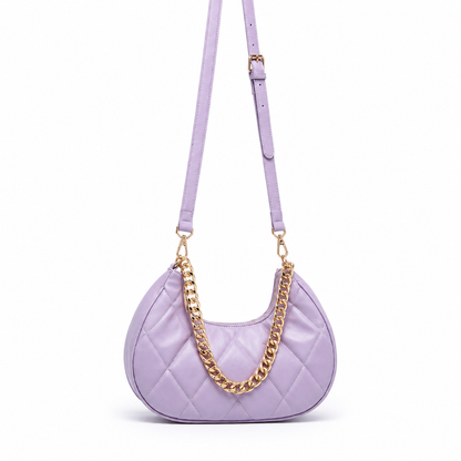 QUILTED LUXE PURPLE CHAIN SHOULDER BAG