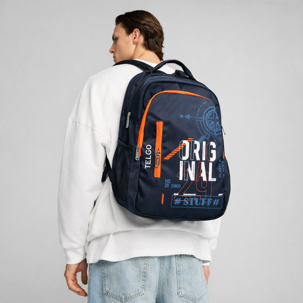Trendy Telgo Stylish Navy Blue Printed Backpack
