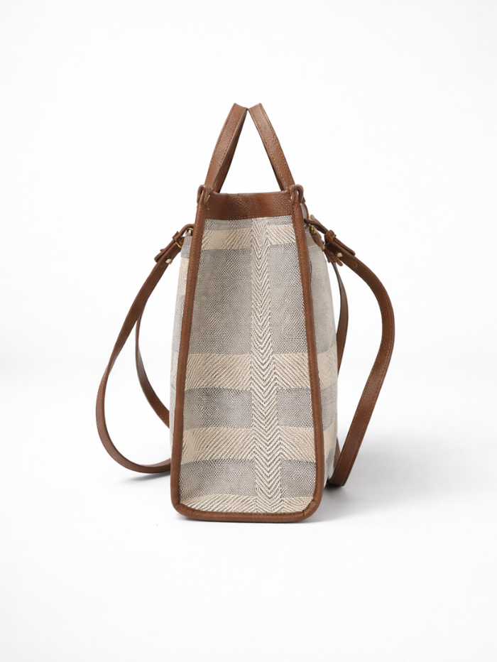Premium Canvas & PU Leather Travel Tote Coffee Bag for Women