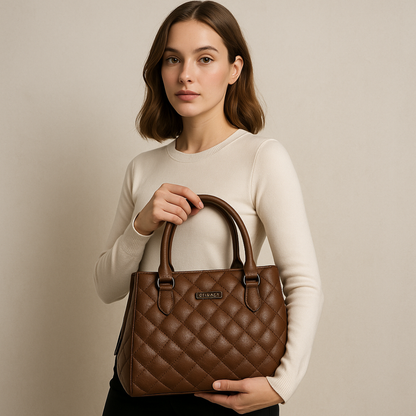 Aurora Luxe Bag Quilted Tote HandBag for Women-Elegant PU Leather Handbag