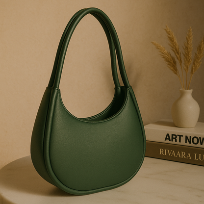 Oval Shape Shoulder Bag for Women - Premium PU Leather Stylish Handbag