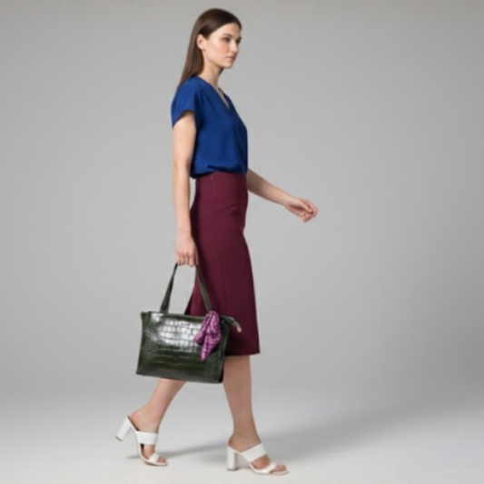 Green Croc-Texture Women’s Tote Bag