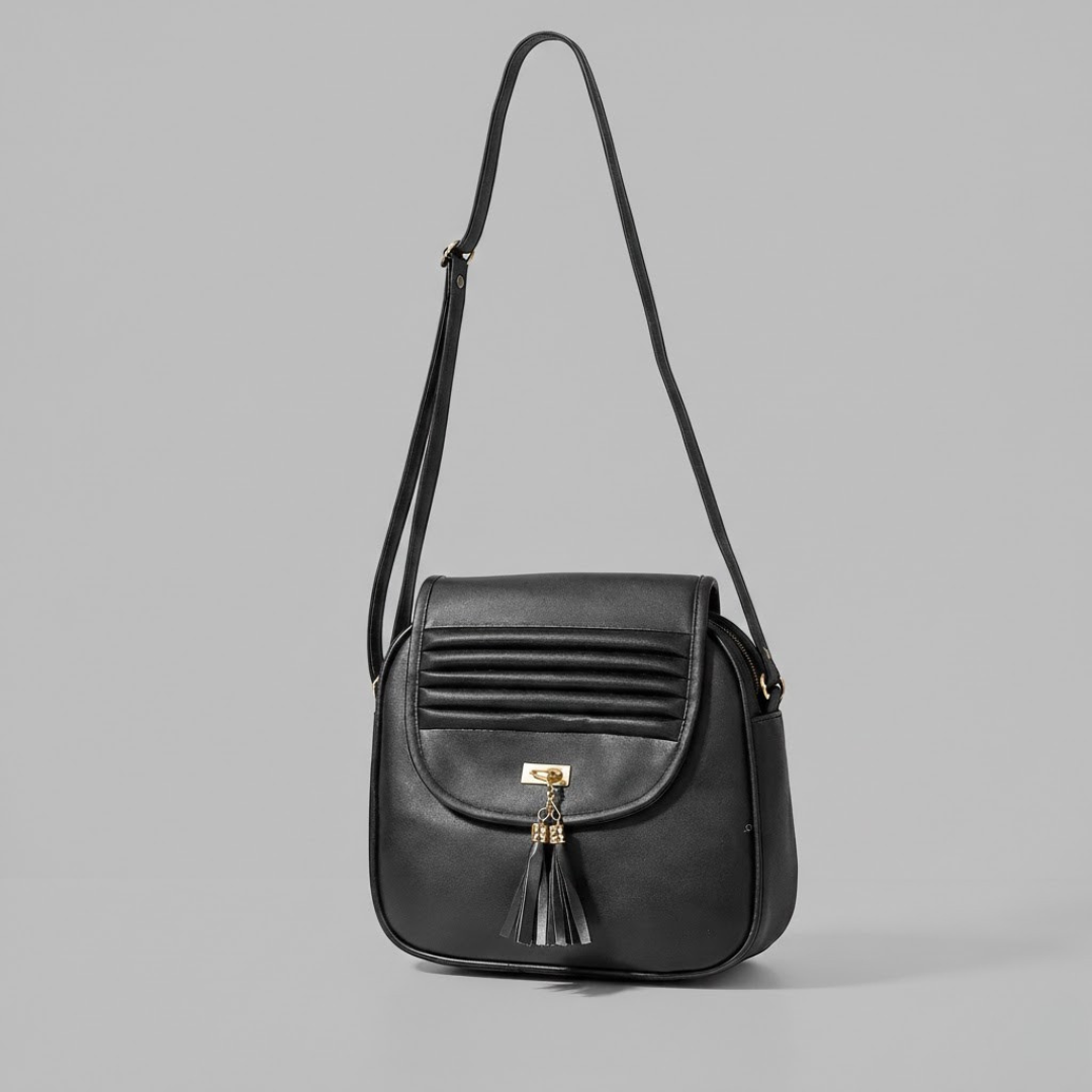 Women's Brown Compact Sling Bag with Tassel & Organizer Pockets