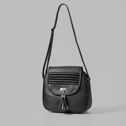 Women's Brown Compact Sling Bag with Tassel & Organizer Pockets