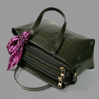 Green Croc-Texture Women’s Tote Bag