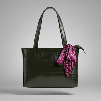 Green Croc-Texture Women’s Tote Bag